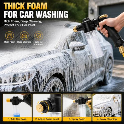 High Pressure Hose Nozzle, 2026 Upgraded Heavy Duty Water Spray Gun with 5 Adjustable Spray Modes, Metal Garden Hose Sprayer Power Washer for Car Wash, Patio Cleaning, Lawn Watering