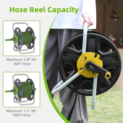 Water Hose Reel,Holds 60-80 Ft of 5/8" Hose - color: Yellow