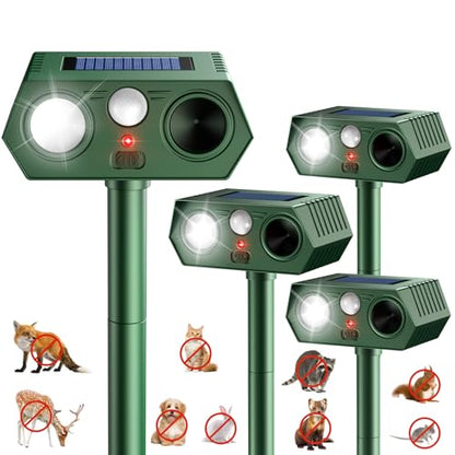 2026 Newly Upgraded 4-Pack Solar Ultrasonic Animal Repellent