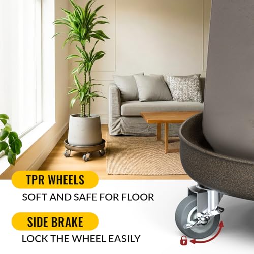 HOLKIE 12" Plant Stand with Wheels丨Total Capacity 320 lbs - size: 12"