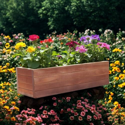 Handmade Rustic Cedar Herb Window Planter Box – Wooden Window & Railing Planter for Indoor or Outdoor Use, Made in USA (48") - size: 48"