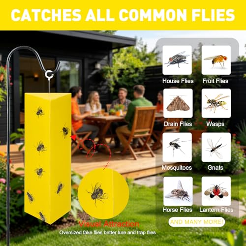 12 Pack Sticky Fly Traps Indoor Outdoor Hanging - size: 12 pack