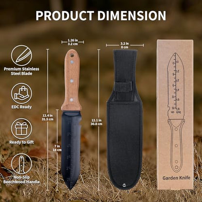 YANG Hori Hori Garden Knife, 7 Inch Garden Tools with Oxford Cloth Sheath - color: Spear-Point Garden Knife