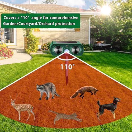 2 Packs Deer Repellent Devices 2026 Solar Power Animal Repeller with Motion Sensor & Ultrasonic Sound, Outdoor Animal Deterrent Devices for Garden Yard Patio to Repel Deer Cat Rabbit Raccoon Dog