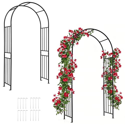 Giantex 2 Pack Metal Garden Arch, 86'' Arbor Trellis with 8 Ground Stakes - size: 2 Pack