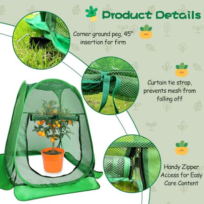 Pop Up Plant Netting Cover 28×28×32” Shade Mesh with Zipper Door Shade Top - size: 70*70*80 2PCS