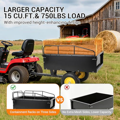 Takywep 500Lbs 11 Cu.ft. ATV UTV Dump Garden Trailer Tow Behind Dump Cart