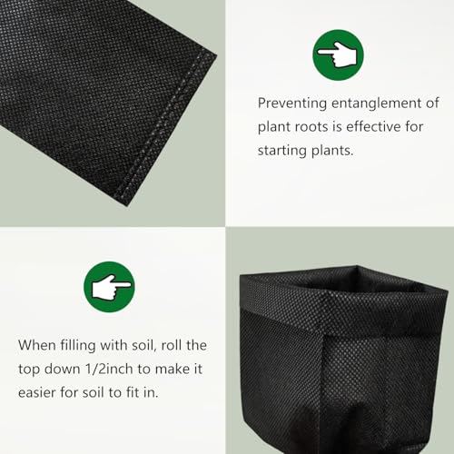 Belit 0.5 Gallon Nursery Growing Bags, 50 Pcs Non-Woven Plant Bag for Gardening, Potato, Flower, Tomato Plant Starts - size: 0.5 Gallon /50Pcs