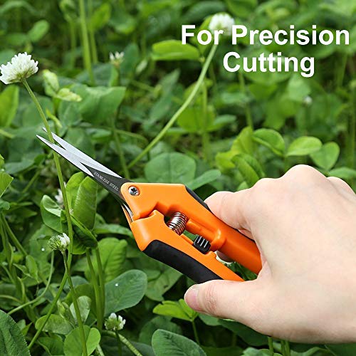 GROWNEER 3 Packs Pruning Shears with Curved Precision Blades, 6 Packs Pruning Shears with Straight Blades Gardening Hand Pruning Snips