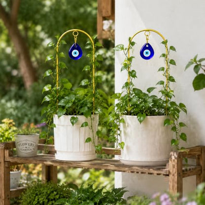 3Pcs Metal Plant Trellis Evil Eye Decor, 16" Climbing Plant Indoor Support
