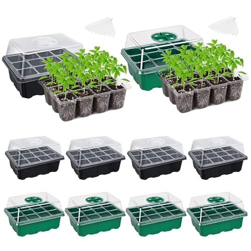 Bonviee 10 Packs Seed Starter Trays, Seed Starter Kit with Adjustable Humidity Dome