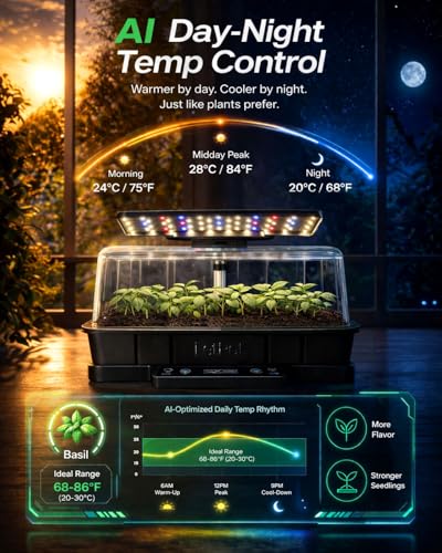 LetPot Smart Seed Starter with Humidity Dome, Germination Kit with Waterproof Seedling Mat, 24W Full Spectrum LED Grow Light, Smart Heating Base, EC Soil Sensor & App Control for Indoor Seed Starting