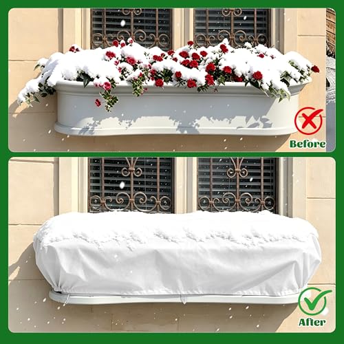 Hahood 2 Pack Plant Covers Freeze Protection with Ground Stakes, 6.1 x 3 x 1.6 FT Rectangular Raised Garden Bed Cover with Drawstring Reusable Frost Cloth for Winter Outdoor Plants - size: 6.1 x 3 x 1.6FT