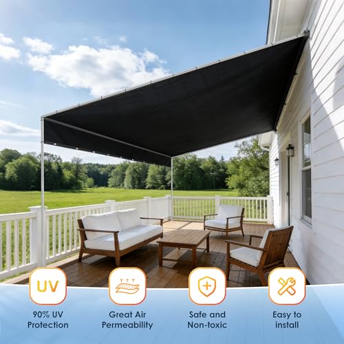 90% Sun Shade Cloth for Patio and Pergola, UV Protection HDPE Shade Net with Reinforced Edges and Grommets, Heat-Resistant Sunshade for Garden, Backyard, Deck, 8X20 FT - color: 4-black, size: 8X20FT