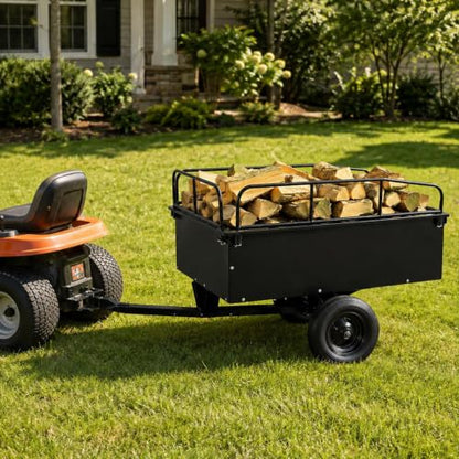 771 LBS Steel ATV Utility Dump Trailer, 20 Cu Ft Heavy Duty Garden Dump Cart with Quick Dump, Removable Tailgate & Raised Side Rails, Tow Behind Garden Cart for Lawn Mower Tractor
