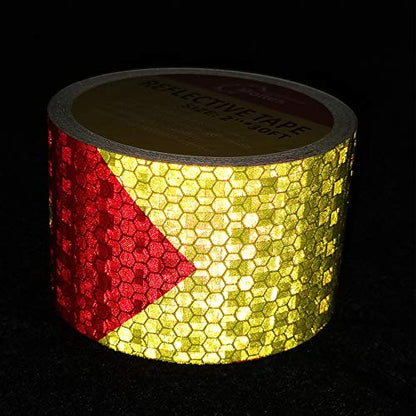 Waterproof Reflective Tape,Red & Yellow 2inch X 30Feet Conspicuity Adhesive Safety Tape,High Visibility Arrow Hazard Warning Reflector Tapes for Trucks Trailer Vehicle Outdoor Signs - color: 2" X 30ft