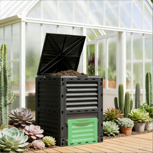 80 Gallon Rotating Compost Tumbler with Sealed Lid & Ventilation Holes, Outdoor Composter for Kitchen Scraps Yard Trimmings, Organic Waste Recycling Bin for Patio Lawn Fertilizer (Green) - color: Green