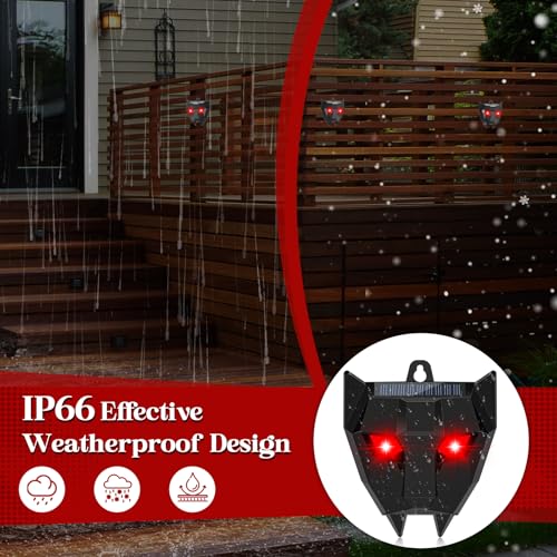 4 Pack Solar Animal Repellent,Waterproof Solar Nocturnal Animal Deterrent Device with Flashing Lights - Chase Away Raccoon,Coyote,Deer,Fox,Cat,Outdoor Pest Control for Garden, Chicken Coop & Farm