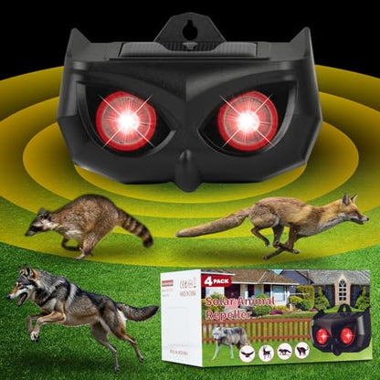 4 Pack Solar Animal Repellent Lights with Flashing Red LEDs