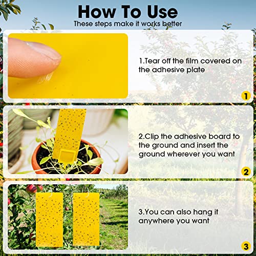 Qualirey 220 Pcs 7.9 x 4 Inch Yellow Sticky Traps for Plant Gnats Dual Sided Fruit Fly Sticky Traps for Indoors Outdoors with Twist Ties & Plastic Holders for Insect, Fungus Gnats, Whiteflies, Aphids - size: 7.9 x 4 Inch