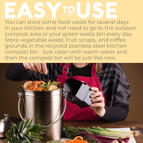 Epica Kitchen Compost Bin for Kitchen Countertops, 1.3 Galllon - Bronze - color: Bronze