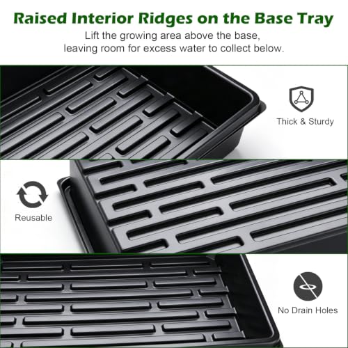 10-Pack Seed Starter Trays with 5" Tall Humidity Domes & 54-Cell Deep Trays - size: 10p Trays+Domes+54 Cells