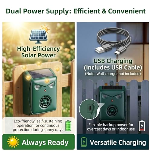 Solar Bird Repellent Devices with Motion Sensor for Outdoor Use, 2 Pack