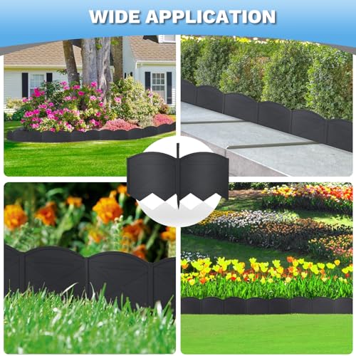Vashly No-Dig 20ft Landscape Edging, 6 inch Tall Garden Edging Border with 20 Pcs Stakes 7.8 Inch, 20 Pcs Garden Edging Flexible for Garden Flower Beds Lawn Yard Pathway - color: Black