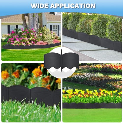 Vashly No-Dig 30Ft Landscape Edging,6 Inch Tall Garden Edging Garden Edging Border, 30Pcs Flower Bed Edging Border with 30Pcs Stakes - color: Black