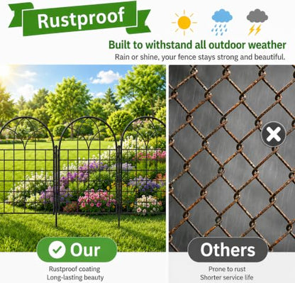 Tall Garden Fence, 25 ftx32inH Rustproof No Dig Animal Barrier, 10 Pack - size: 10L-Arched Panels-25ft(L)x32" Arch H