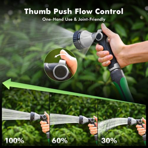 RESTMO Water Hose Nozzle Heavy Duty, Garden Hose Sprayer Thumb Control - color: Silver