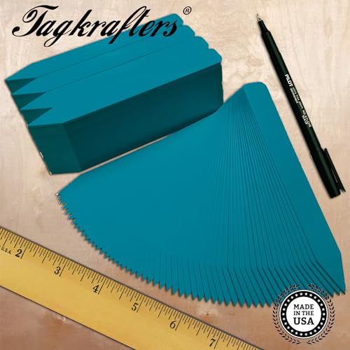 6" x 5/8" Turquoise Premium Pot Stakes with Marker - 300 Pcs - Plastic Plant Tags and Labels - Nursery Garden Tree Labels Waterproof Writeable | Made in The USA |