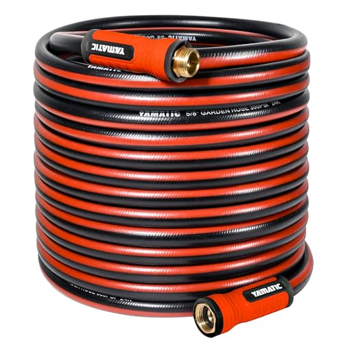 YAMATIC 100ft Garden Hose 5/8in I.D. with 360° Swivel Brass Handle - size: 100' feet