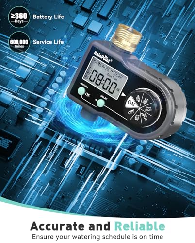RAINPOINT Sprinkler Timer with 3 Individual Programs, Brass Inlet Water Timer for Garden Hose, Sprinkler Controller, Automatic/Manual Irrigation System for Lawn & Yard Watering, 1 Outlet