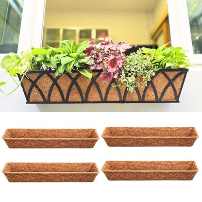 LaLaGreen 36" (4 Pack, Rectangular) Coco Liners for Window Box Planter–Extra Large Trough Coconut Coir Replacement for Hanging Basket, Flower Pot, Garden Outdoor Use–Multi Sizes Multiple Sizes&Shapes - size: 36'' x 4 pack