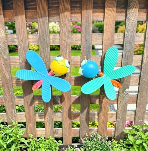 Metal Garden Decor Set of 2 Insect Statues Planter Hugger - color: 2 Pack Dragonflies