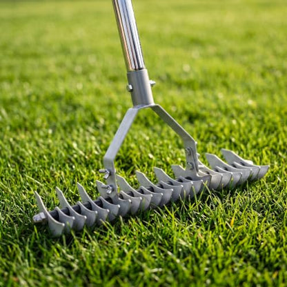 Thatch Rake Replacement Head, 2-in-1 Dual-Sided Dethatching Rake Head for Lawns, Heavy Duty Anti-Bending Tines, Wobble-Free Turf Grass Remover Tool - size: 13.8inch