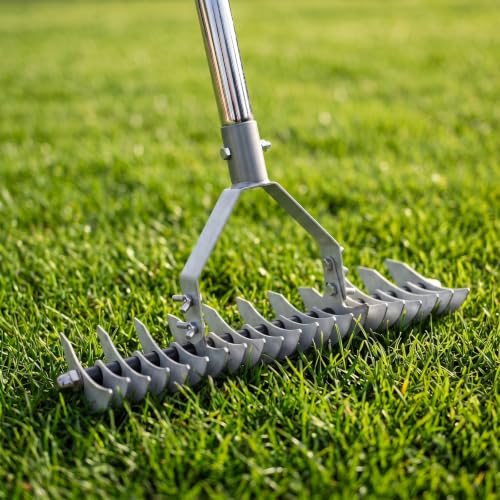 Thatch Rake Replacement Head, 2-in-1 Dual-Sided Dethatching Rake Head for Lawns, Heavy Duty Anti-Bending Tines, Wobble-Free Turf Grass Remover Tool - size: 13.8inch