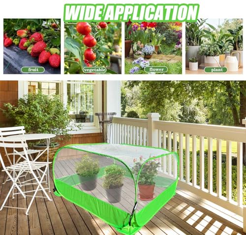 Pop-up Garden Mesh Plant Cover Outdoor Tent Garden Cover Mesh Bird and Pest Protection Guard for Raised Bed Protection Fruits Vegetables Seedlings and Herbs (1pcs 35.4x35.4x27.5in Without Bottom) - style: 1pcs 35.4x35.4x27.5in without bottom