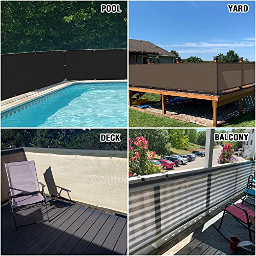 E&K Sunrise 3' x 19' Balcony Privacy Fence Screen Cover with Zip Ties Outdoor Screen Fence UV Protection for Deck Patio Backyard Apartment Pool Porch (Gray)