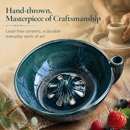 Upgrade Handmade Ceramic Berry Bowl Washer with Holes, 2-in-1 Colander Bowl