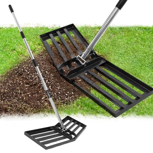 36" x 10" Lawn Leveling Rake, Angled Design Yard Leveler Rake - size: 36 Inch