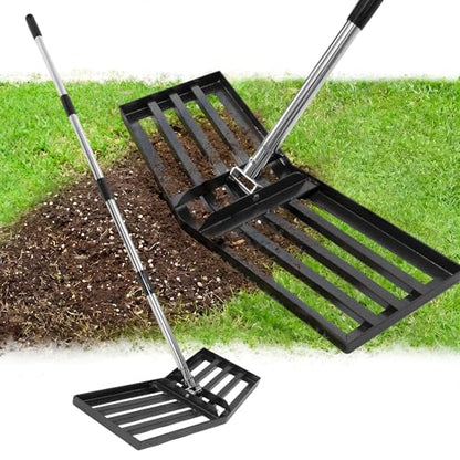 36" x 10" Lawn Leveling Rake, Angled Design Yard Leveler Rake - size: 36 Inch
