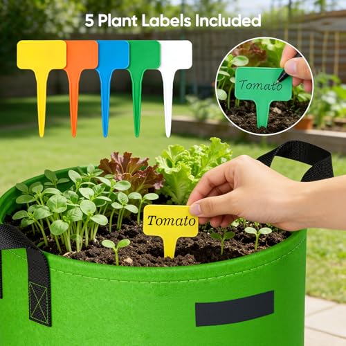 10 Gallon Potato Grow Bags: 5 Pack 350G Heavy Duty Thickened Felt Grow Bags - size: 5 Pack-10 Gallon