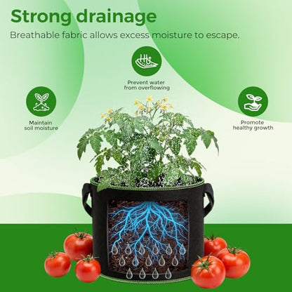 CHRORINE 6-Pack 15 Gallon Grow Bags 300G Thickened Aeration Fabric Pots with Handles Suitable for Planting Plants Flowers and Fruits - size: 15 Gallon