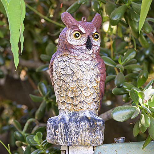 Plastic Fake Owl 11 Inch Decorative Owl Bird Scarecrow, Plastic Owls are Natures Enemy pest Repellent for Outdoor Gardens,Homes& Halloween