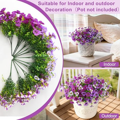INQCMY Fake Artificial Pansy Flowers Plants for Outdoors UV Resistant - color: Mixd Purple