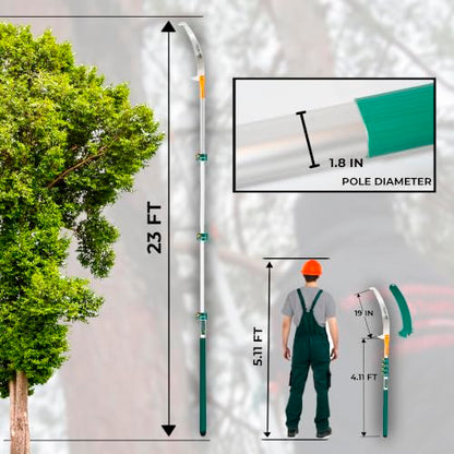 StartPro 29ft Reach Tree Pruning Saw, Telescopic Manual Lightweight Extendable 23ft Pole Saw with Sharp Carbon-Enriched Blade for Pruner for Yard, Garden, Patio & Forestry Use - size: 23ft