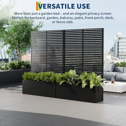 Garvee 71"x47"x16" Metal Planter Box with Trellis for Climbing Plants Vines - color: Lourvered, size: no Wheel