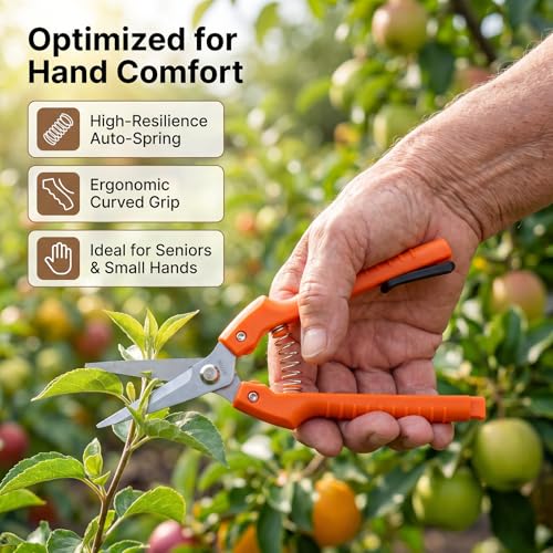 Pruning Shears for Gardening, 7.3" Plant Shears with SK5 High Carbon Steel Blades, 90g Ultra Lightweight Garden Tools for Roses, Hydrangeas & Bonsai, Easy-to-Use Sharp Bypass Pruners for Seniors